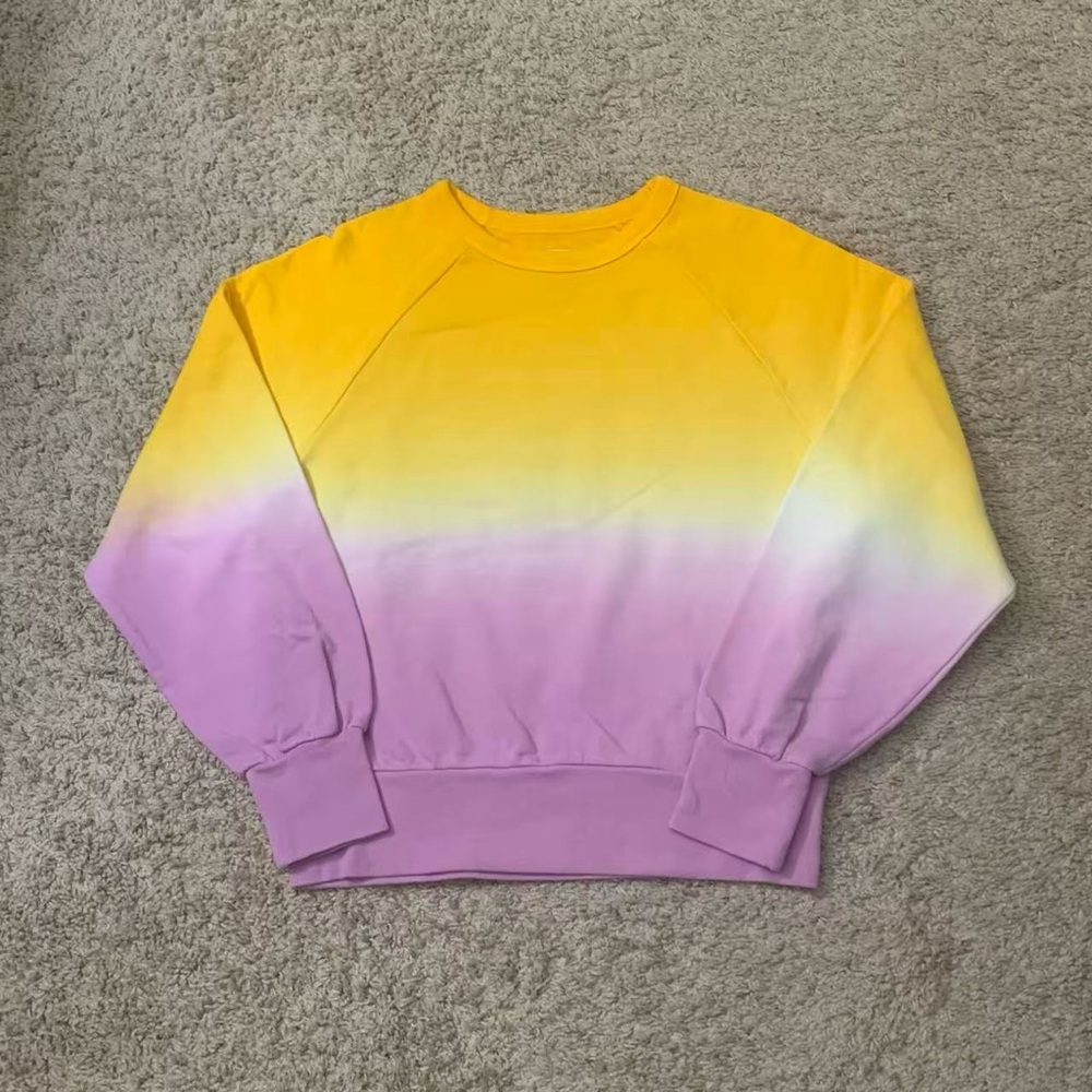 AO76 100% Cotton Dip-Dye Sweatshirt Yellow Purple Gradient | New